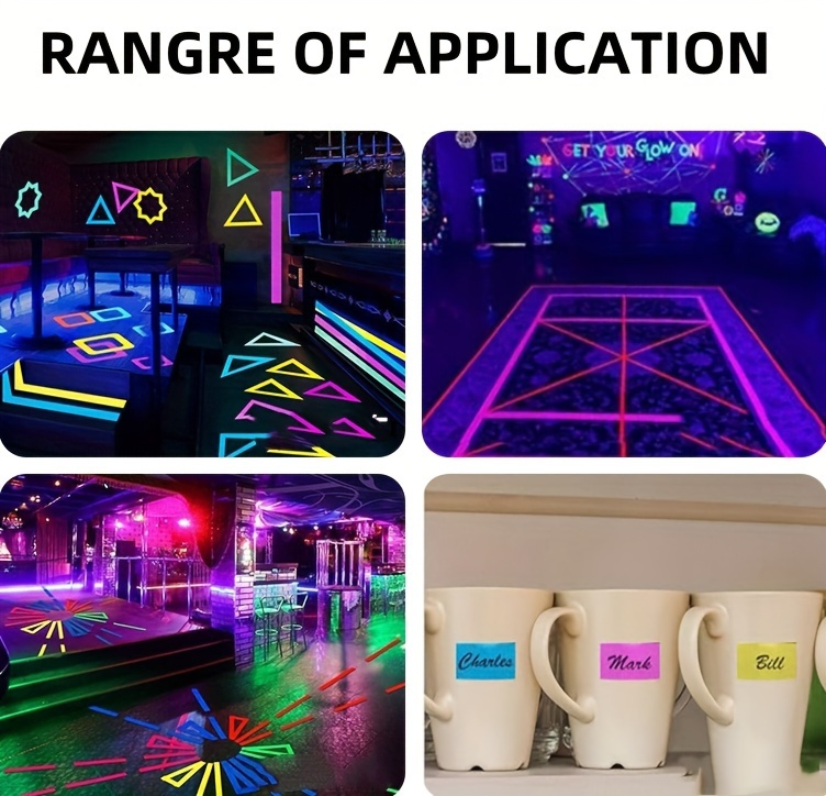 glow in the reactive tape 0 5 x 30ft high adhesion fluorescent neon party favors multi purpose colorful glowing fabric tape for room decor waterproof cotton cloth tape for crafts photography magic shows details 4