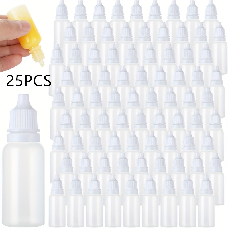 Set Of 25 Empty 20ml Plastic Dropper Bottles With Caps, Ideal For Essential Oils, Liquids, And Paint. Clear Squeeze Bottles Are Perfect For Travel And Small Applications