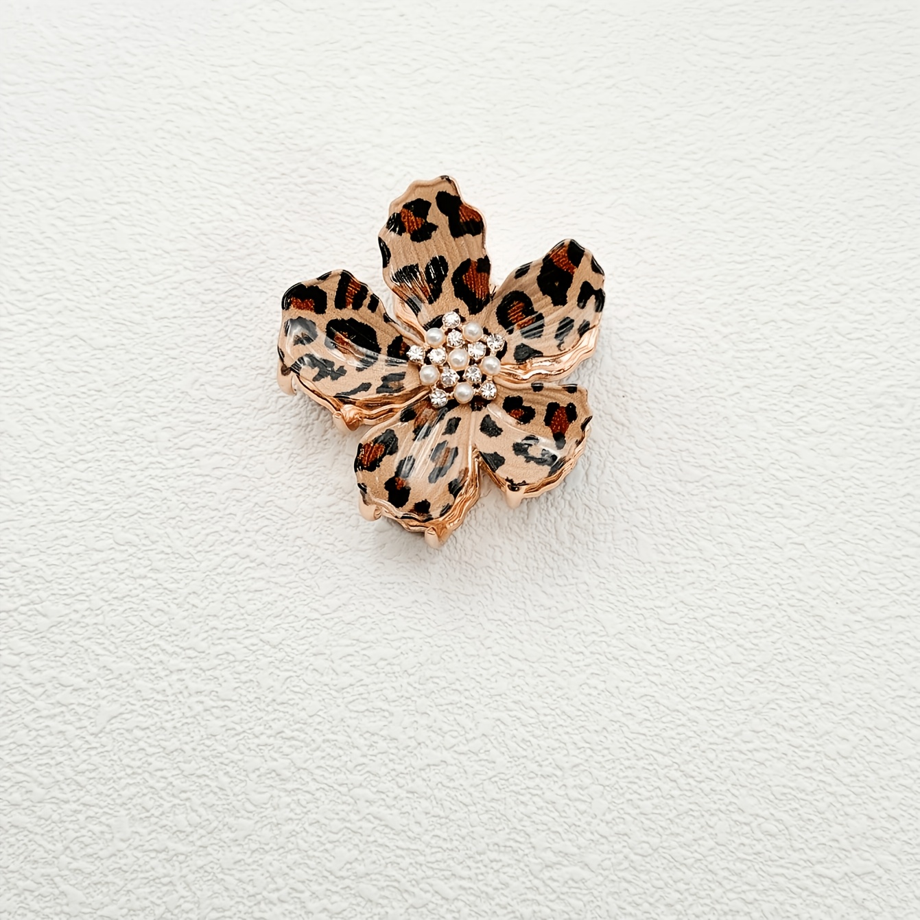 TEMU 1 Pince à Cheveux Griffes Fleur en Métal, Pince Requin Antidérapante à Imprimé Léopard Rayé, Strass et , Accessoire de Cheveux Vintage Élégant