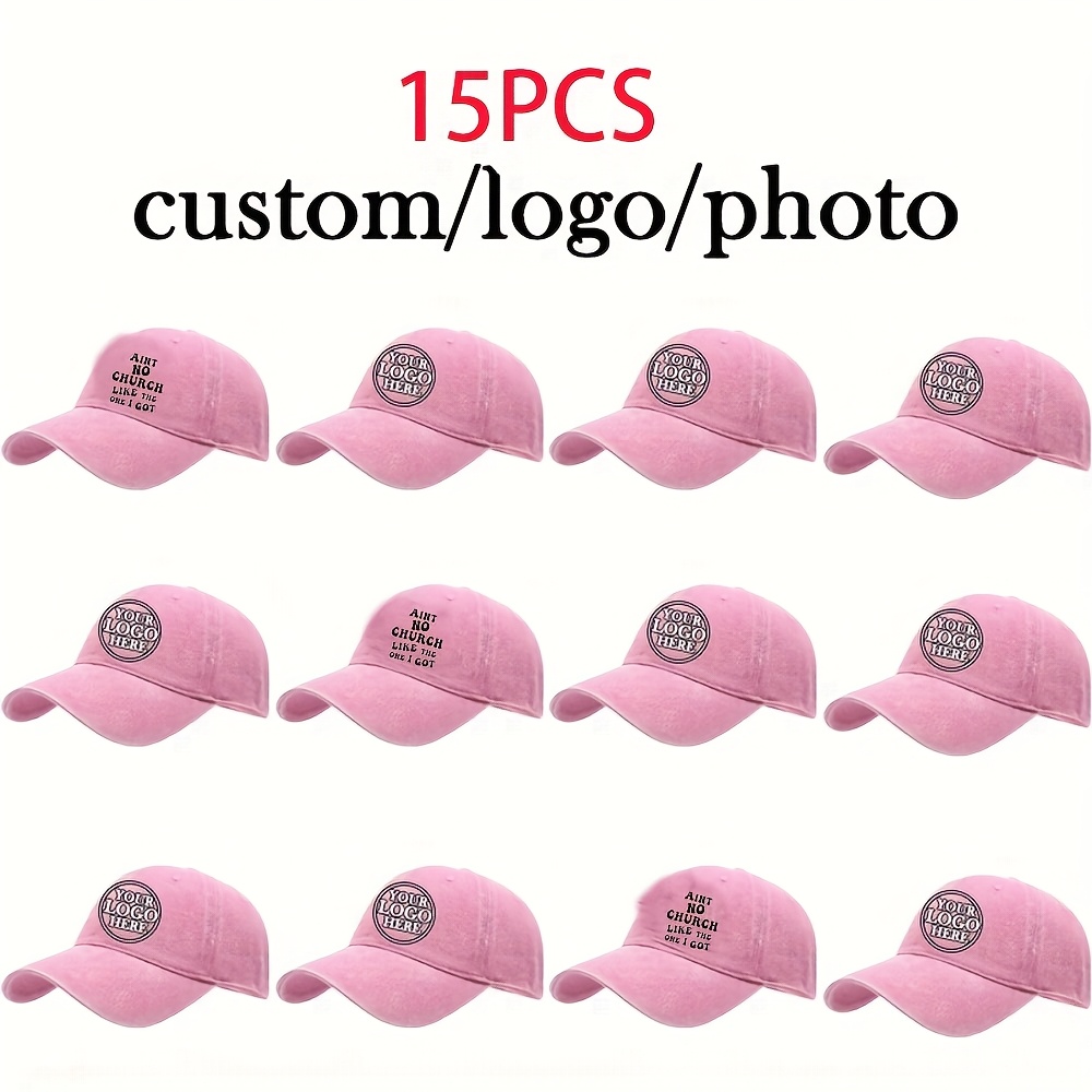 Custom 15pcs Adjustable Baseball Caps, Lightweight and Breathable