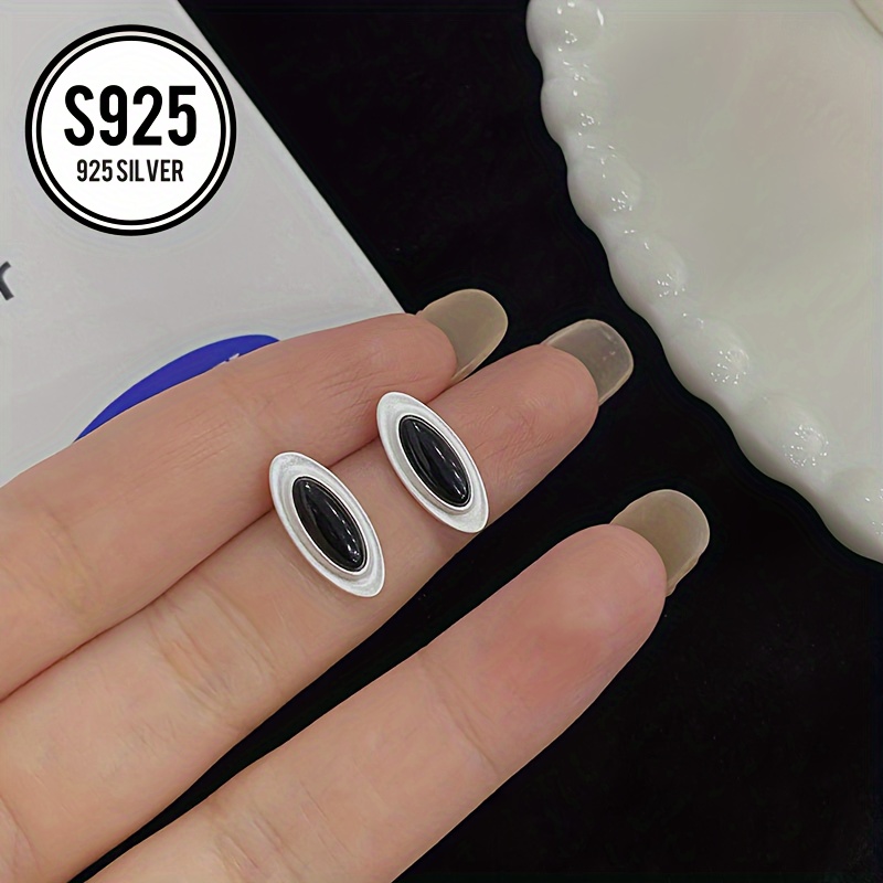 Hypoallergenic Oval Stud Earrings Matte Earrings Women's Gift