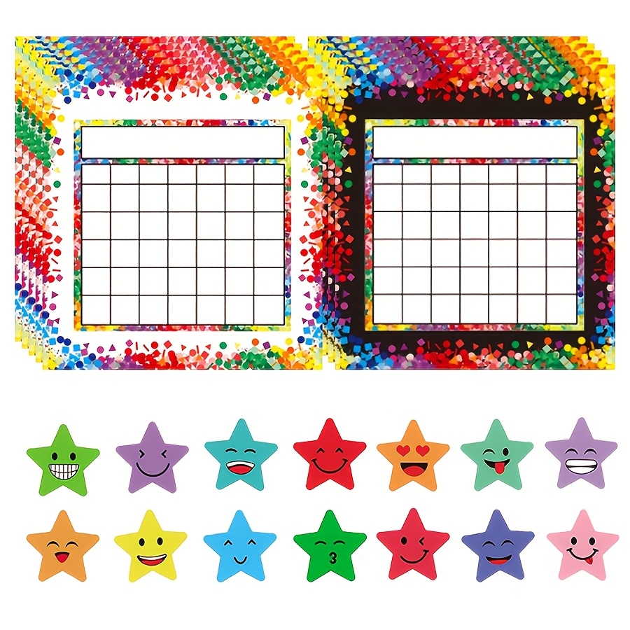 TEMU A Set Of 10 Progress Tracking Sheets With 600 Star-shaped Stickers, A Colorful Labeling Kit Suitable For Planning, Journaling, And Home And