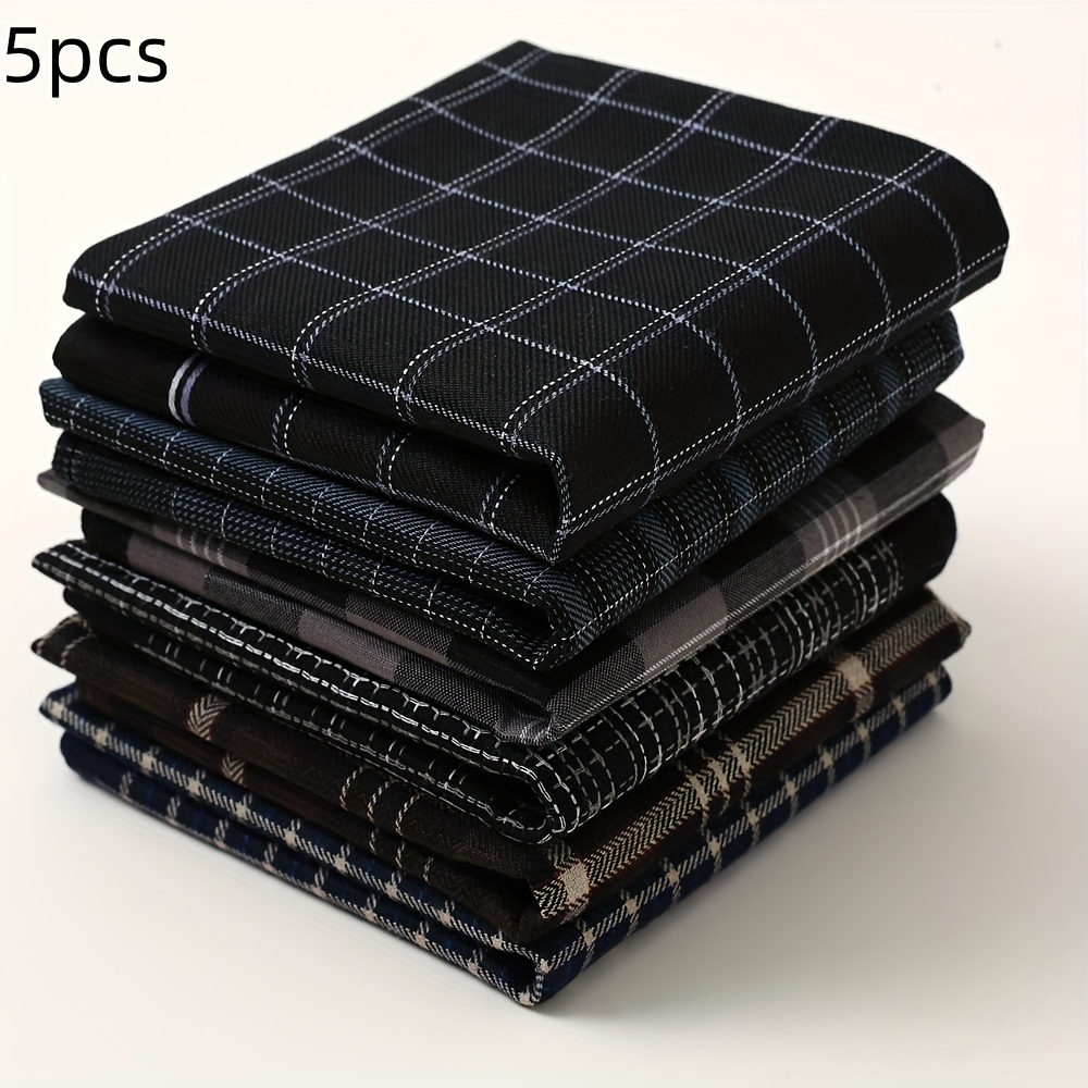 Men's Elegant Plaid Design Handkerchief, Multi-Color Options
