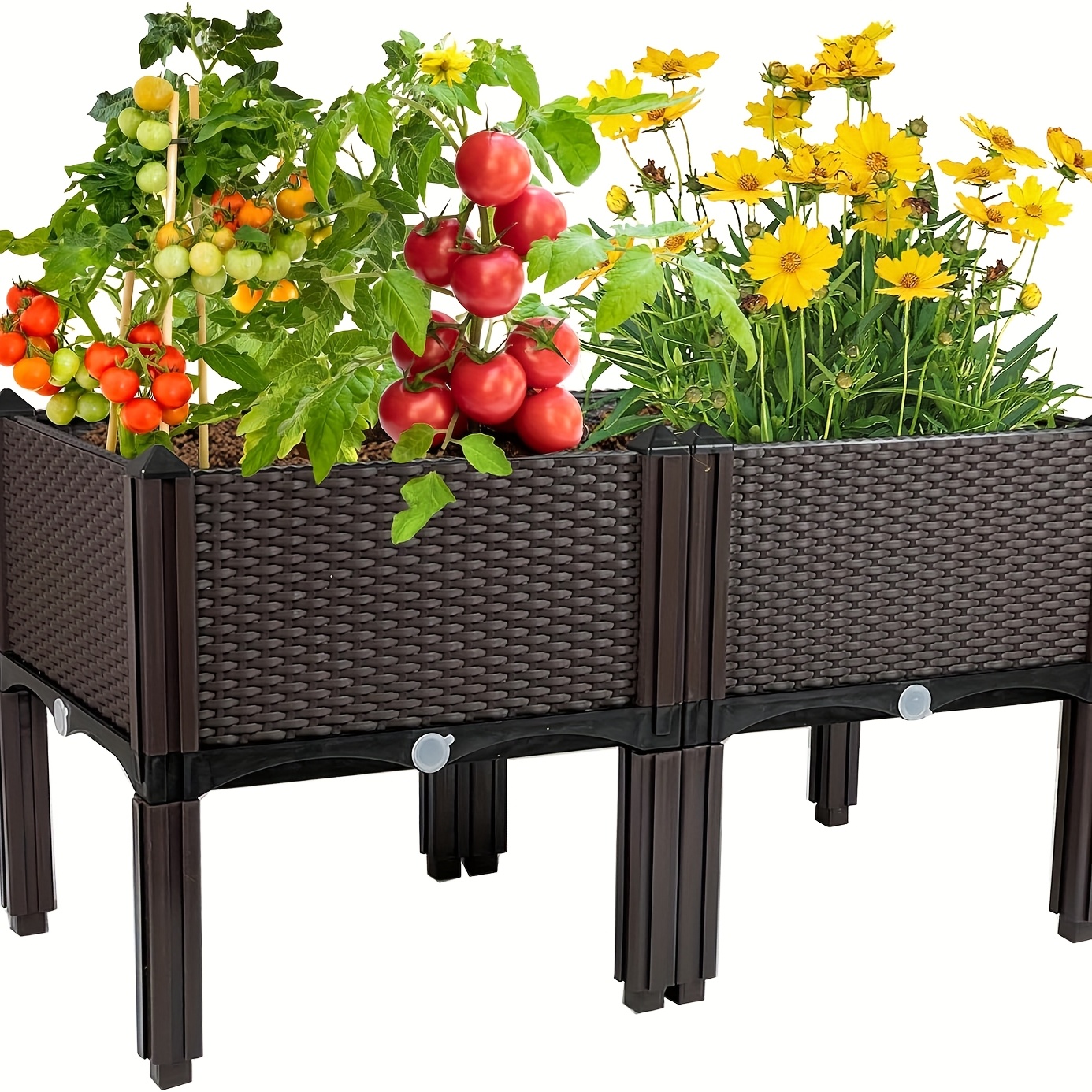 Raised Garden Planter with Legs, Traditional Black Woven Plastic Container, Perfect for Outdoor Gardening - Great for Growing Flowers, Vegetables, And Herbs | Sturdy And Lightweight Elevated Garden Planter with a Versatile Design 10 Raised Garden Planter with Legs, Traditional Black Woven Plastic Container, Perfect for Outdoor Gardening - Great for Growing Flowers, Vegetables, And Herbs | Sturdy And Lightweight Elevated Garden Planter with a Versatile Design - Image 10