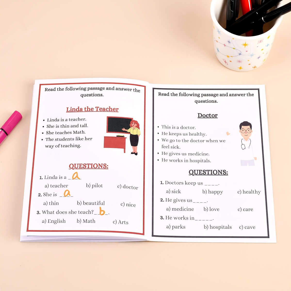 E-shop Englisch Leseverständnis Arbeitsbuch, ein 36-seitiges, unterhaltsames Leseübungsbuch, geeignet für Kinder ab 3 Jahren, um ihre