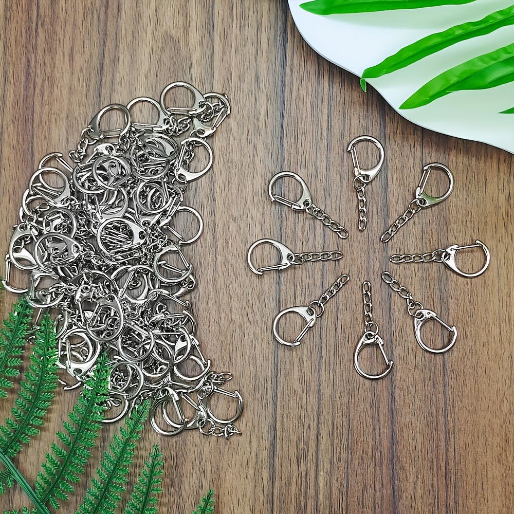 

20/40/60pcs Alloy Spring Lobster With Four-section Chain Hook, With Open Jump Ring, Jewelry Making Parts, Diy Keychain Pendant Making Accessories, Crafts And Sewing Supplies, Summer Party Gifts