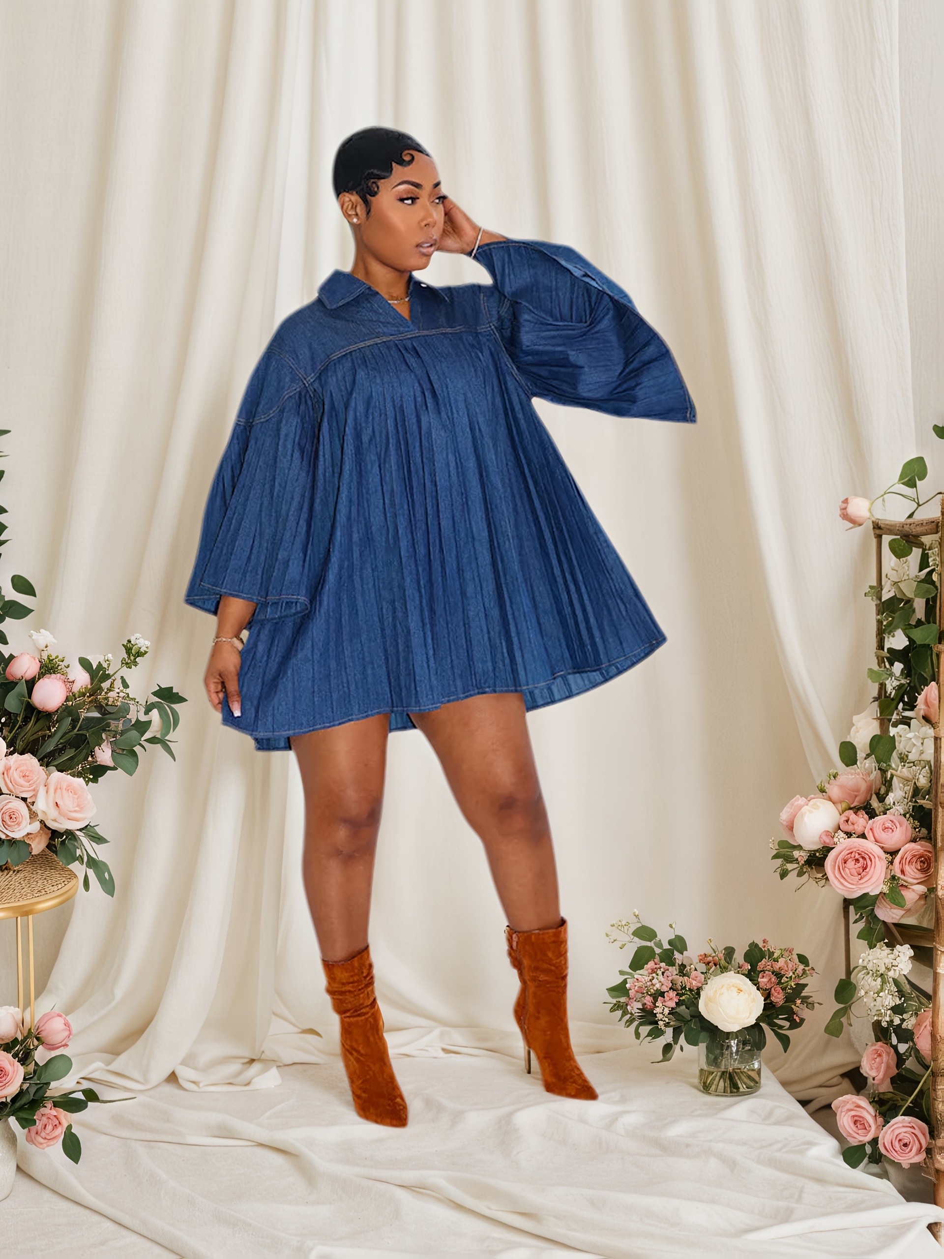 green emerald velvet dress Well Known Cinnamon Brown Denim Babydoll Dress  Shop the Mint