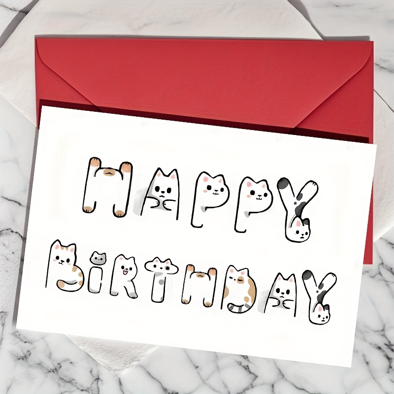 1pc Interactive Cat-themed Letter Cards And Envelopes For Birthdays, Ideal As A Creative Gift For Family And Friend, Perfect For Party Decorations, Features Cats, Suitable For Cat Lovers