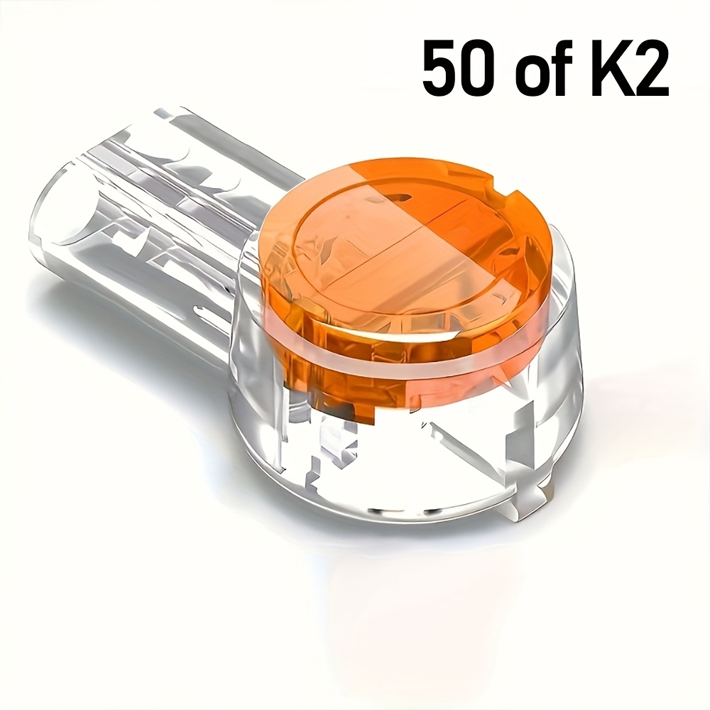 [50pcs Gel-filled Connectors] Orange Clear Button Telephone Wire Connectors | Splice Connector Network Cable Terminals
