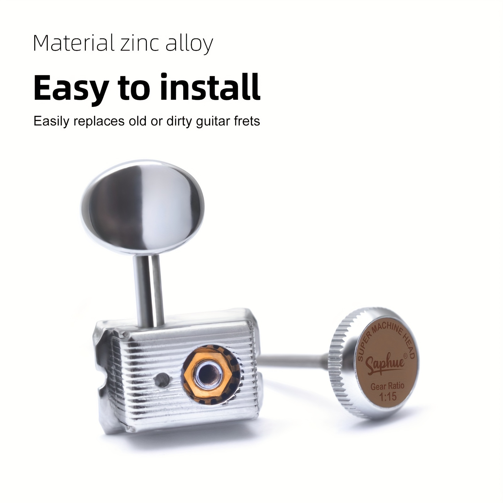 [Inline Guitar Lock Tuners] SAPHUE 6 Inline Guitar Lock String Tuners 1:15 Vintage Guitar Locking Tuning Key Pegs Machine Heads Replacement for ST TL Style Electric Folk or Acoustic Guitars Chrome/Golden, Tuning Pegs, Inline Tuners, Highquality Tuners, Replacement Tuners, Acoustic Guitarists, Guitar Players