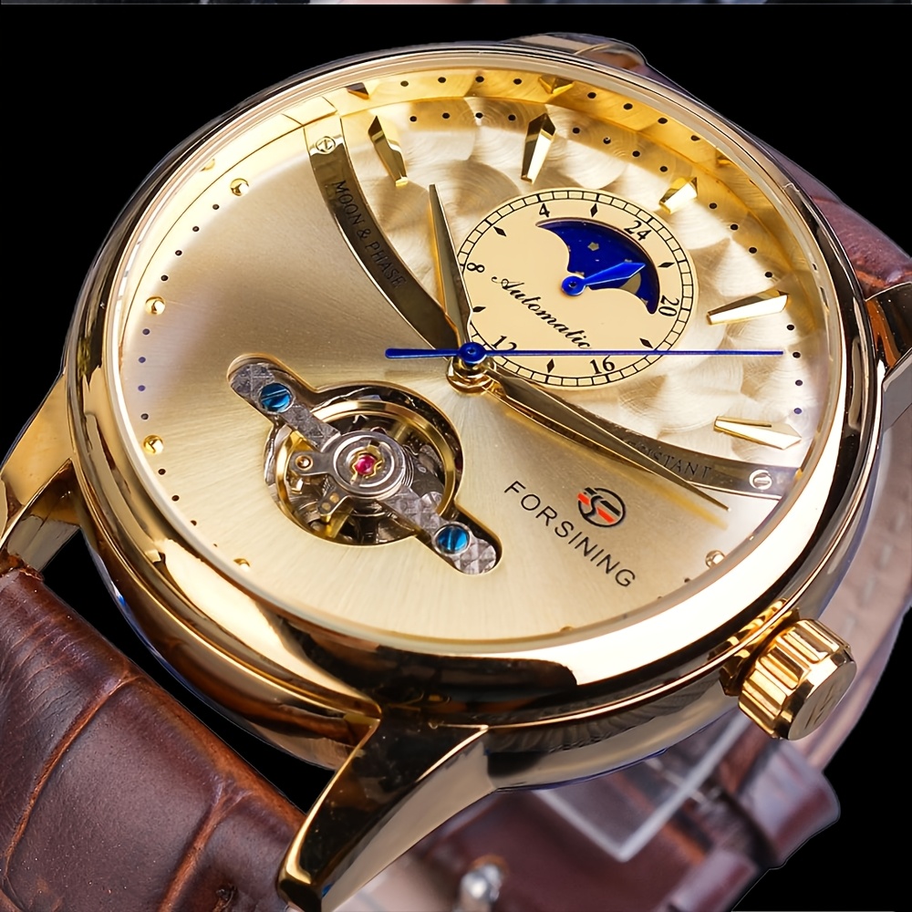 TEMU Orologio meccanico da 6019, orologio da polso casual confortevole con tourbillon, scelta per regali, senza batteria