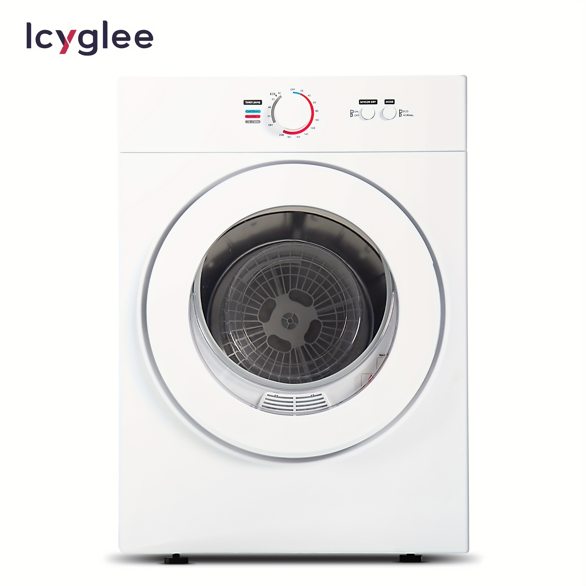 

Icyglee 1.8 Cu. Ft. Compact Clothes Dryer With Stainless Steel Lined Exhaust Duct, Portable Four- Dryer Machine, Apartments, Dorms, Rvs, White