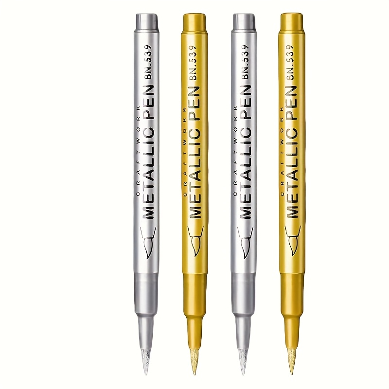 set of 4 permanent marker pens in golden and   resistant ideal for projects resin artwork and office materials   model painting