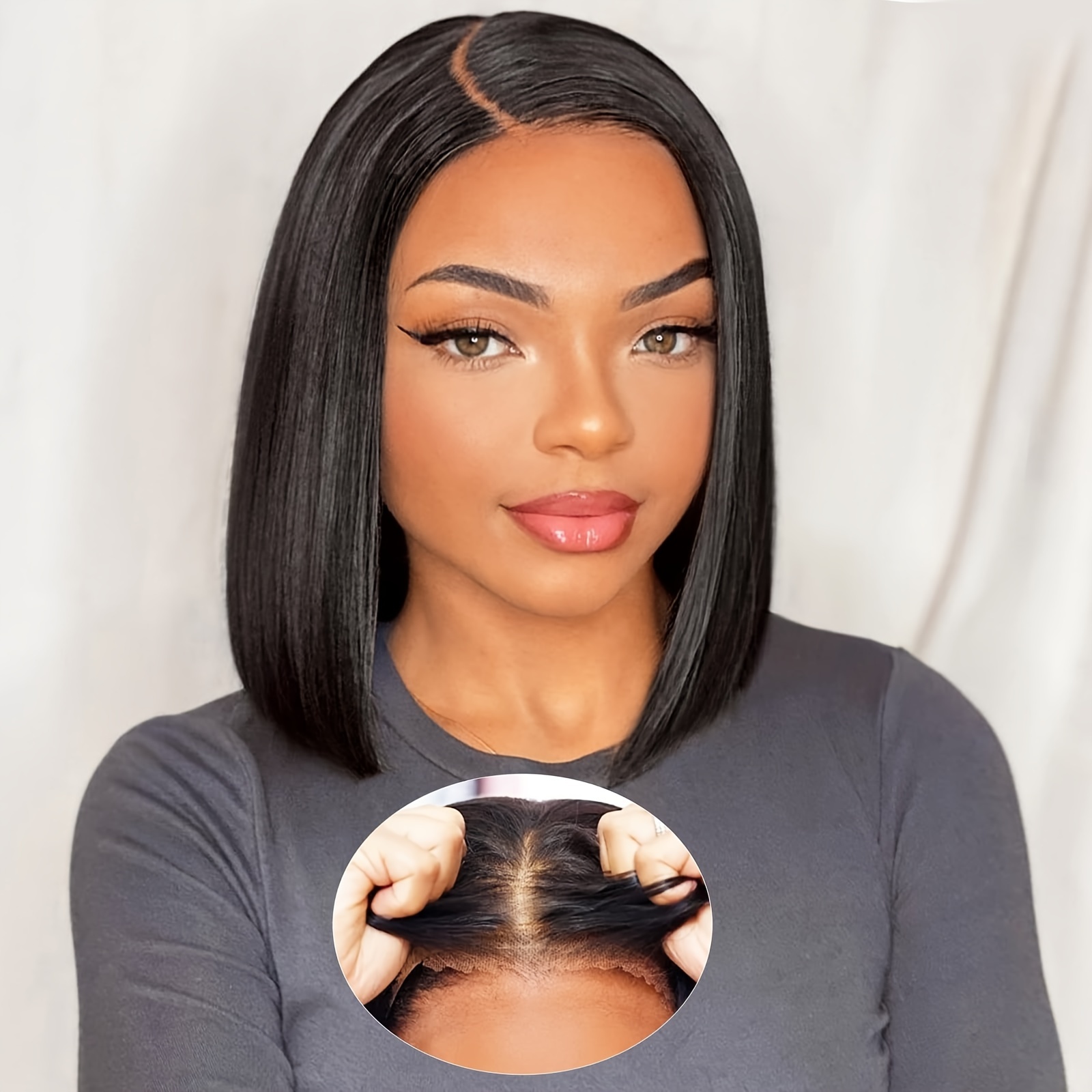 Glueless Wigs 4x4 Human Hair Pre Plucked Pre Cut Short - Temu