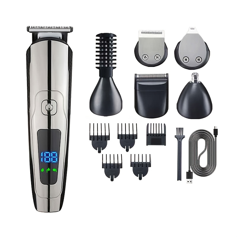 [hjhhhqhy] Men' Gift Box Hair Clipper, 6-in-1 Electric Shaver And Beard Trimming Set, Rechargeable Hair Clipper With Led Display, /festive Gift For Dad, Husband, Or Boyfriend