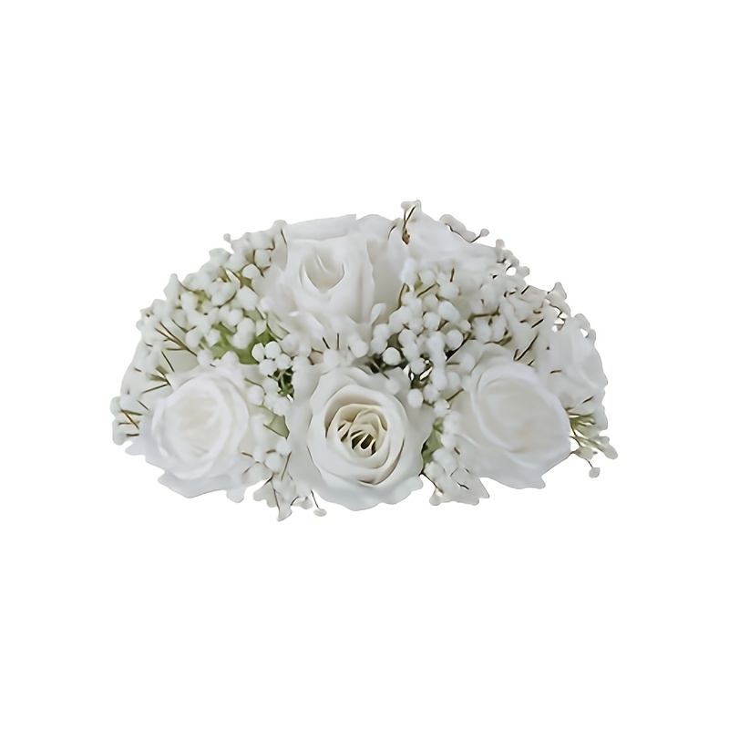 Image of 1pc Artificial Flower: The Of Aesthetics | White Rose Spherical Bouquet | Star Decoration Prop For Wedding/engagement Chair Backs, Arches & Welcome Signs