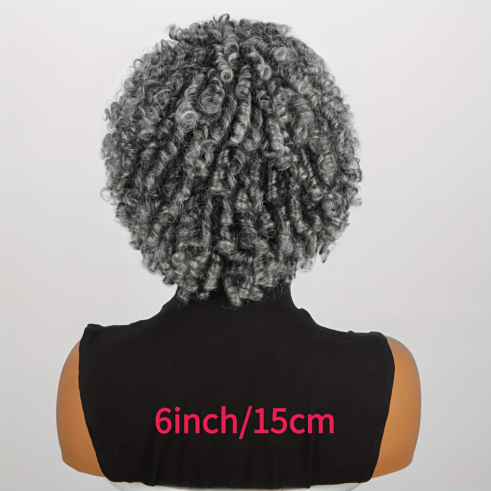 TEMU Short Curly Wigs Made From Human Hair, Featuring A Salt And Pepper Color, Afro Curls, And A Cut Style, Designed For Women And Fully Machine-made Without Lace