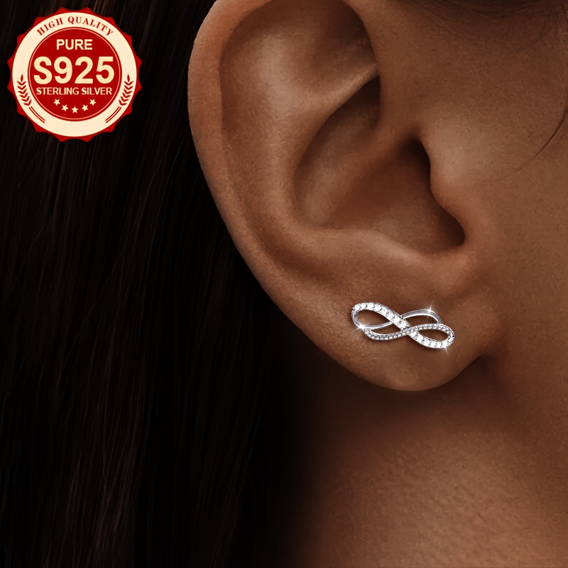 Women's S925 Silver Double Infinity Symbol Stud Earrings