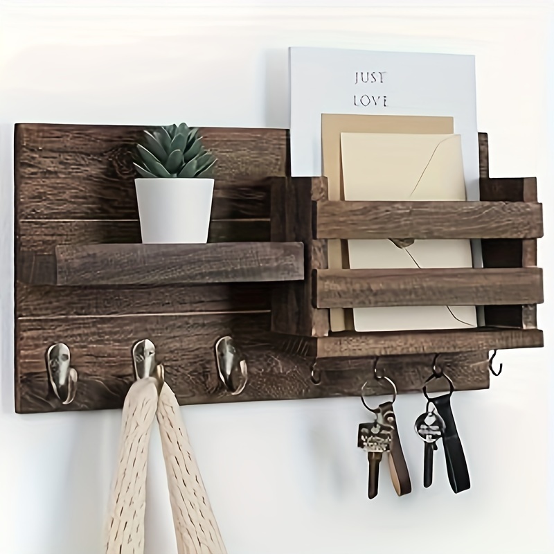 

Wooden -mounted Organizer And Key , And Hanging , Includes Mounting -