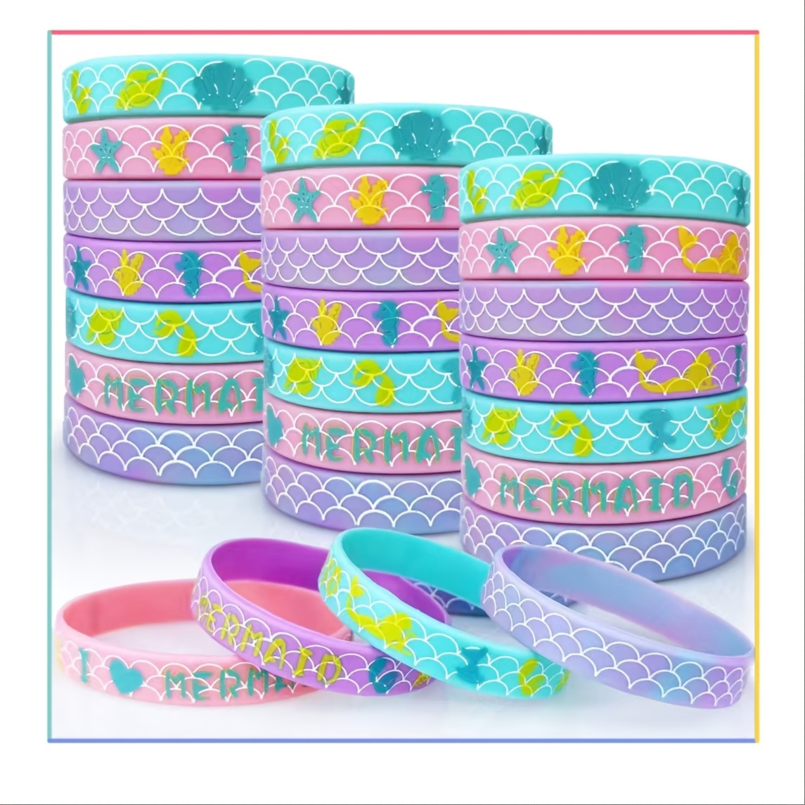 

24pcs Silicone Mermaid Theme Wristbands, Sporty & , , For Couples, With Sea Party Favors, Wedding, Birthday, Housewarming Gifts, Sports Events, All