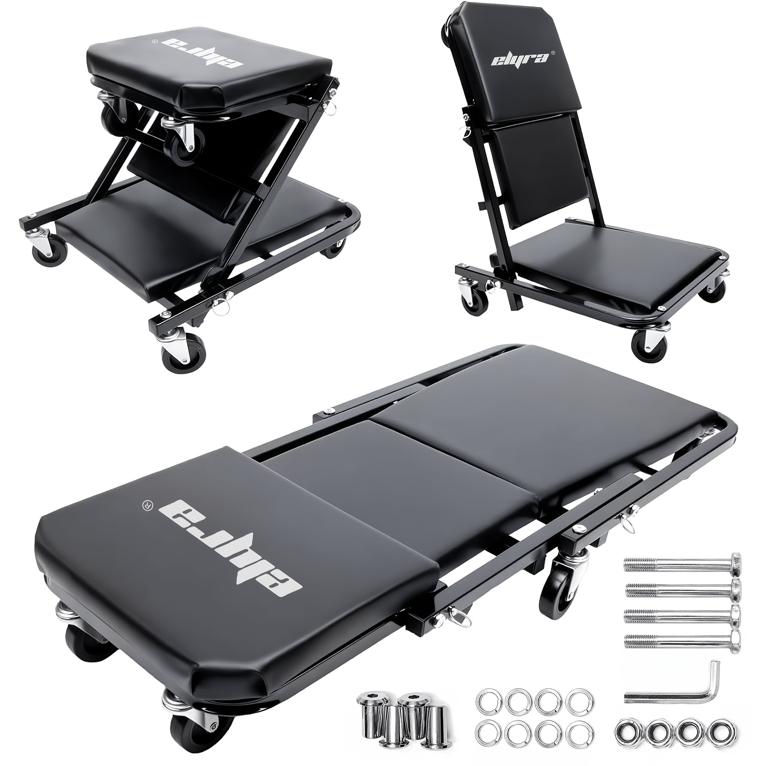 TEMU 3-in-1 Modular Rolling Platform With 6 Swivel Casters, 360 Degree Rotation; Workshop Leisure Recliner Cart; Rolling Chair; Combines Chair,