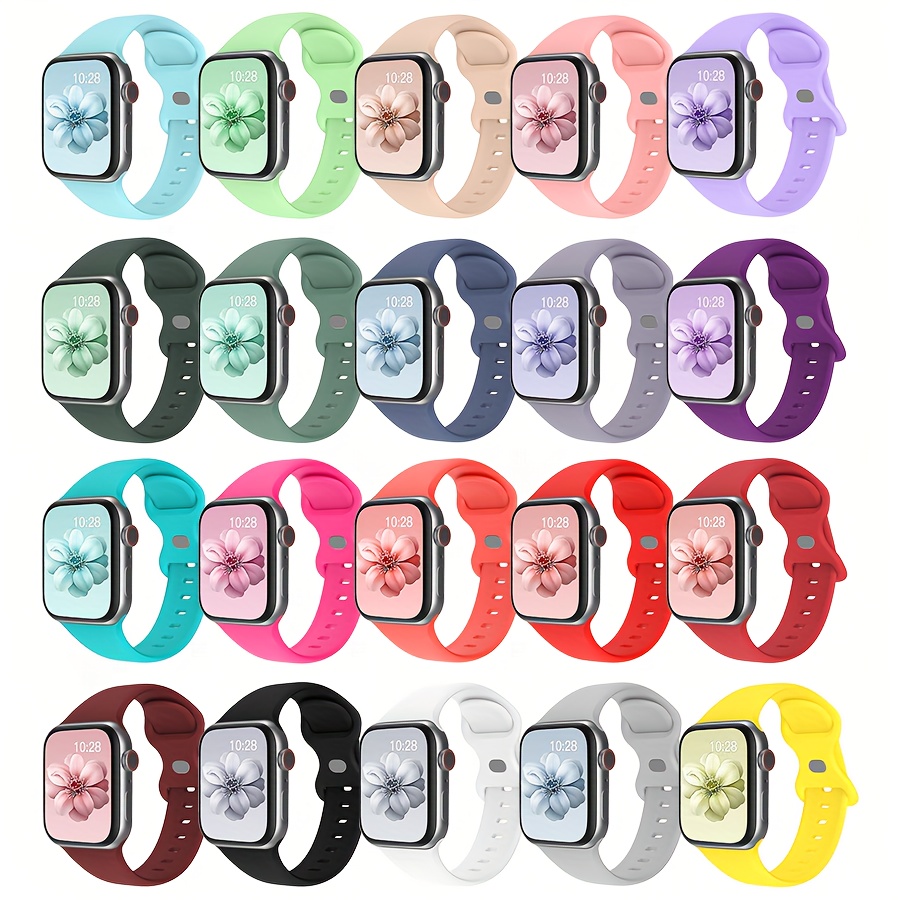 

20color Compatible With 38mm 40mm 41mm 42mm 44mm 45mm 49mm, Soft Comfy Silicone For For Men/women Compatible With 7 6 5 4 3 2 1 Se ( 6 Colors)