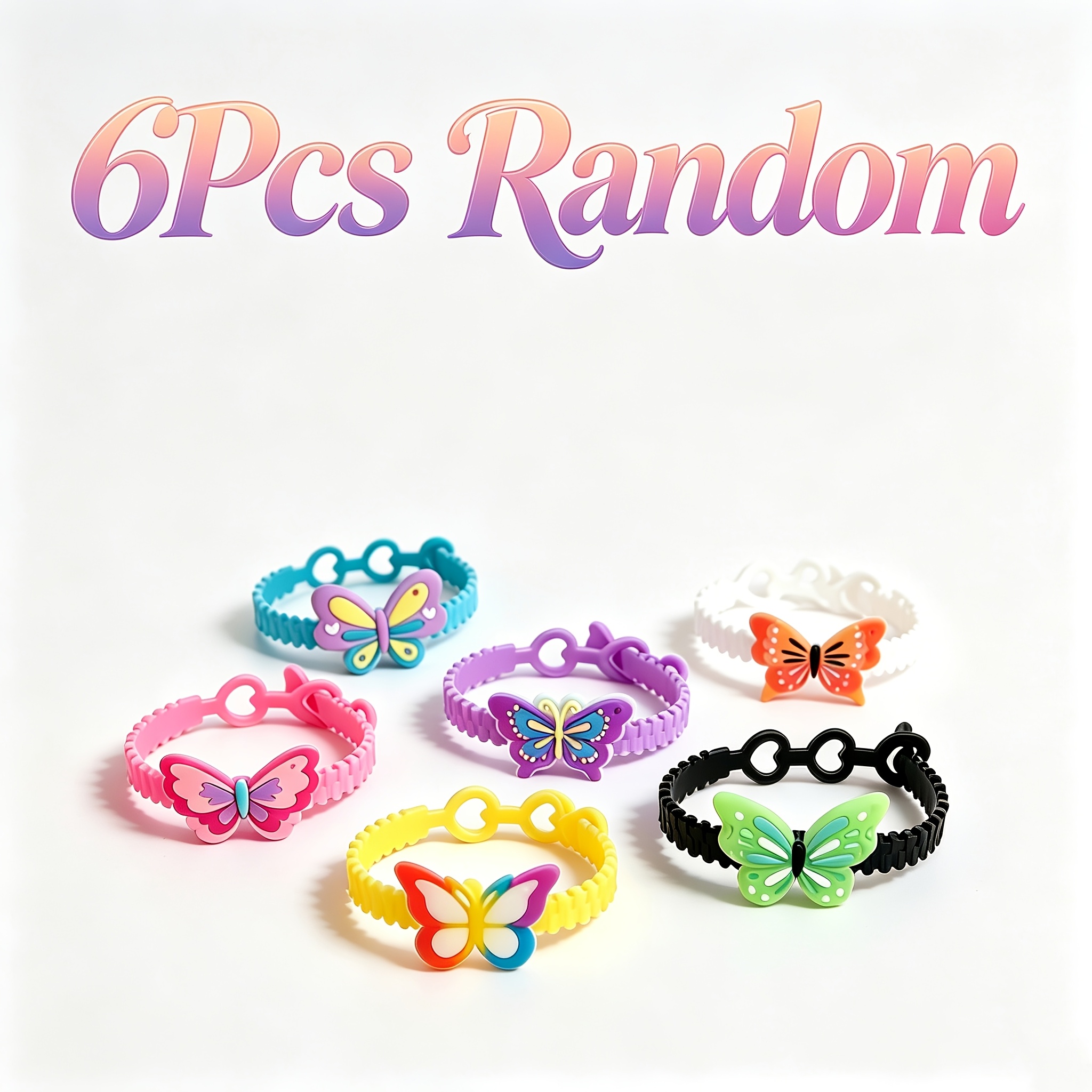 TEMU Lot de 6 bracelets jouets papillons , parfaits pour de fête pour enfants, jouets -stress en gros, jouets pour cadeaux de fête pour enfants,