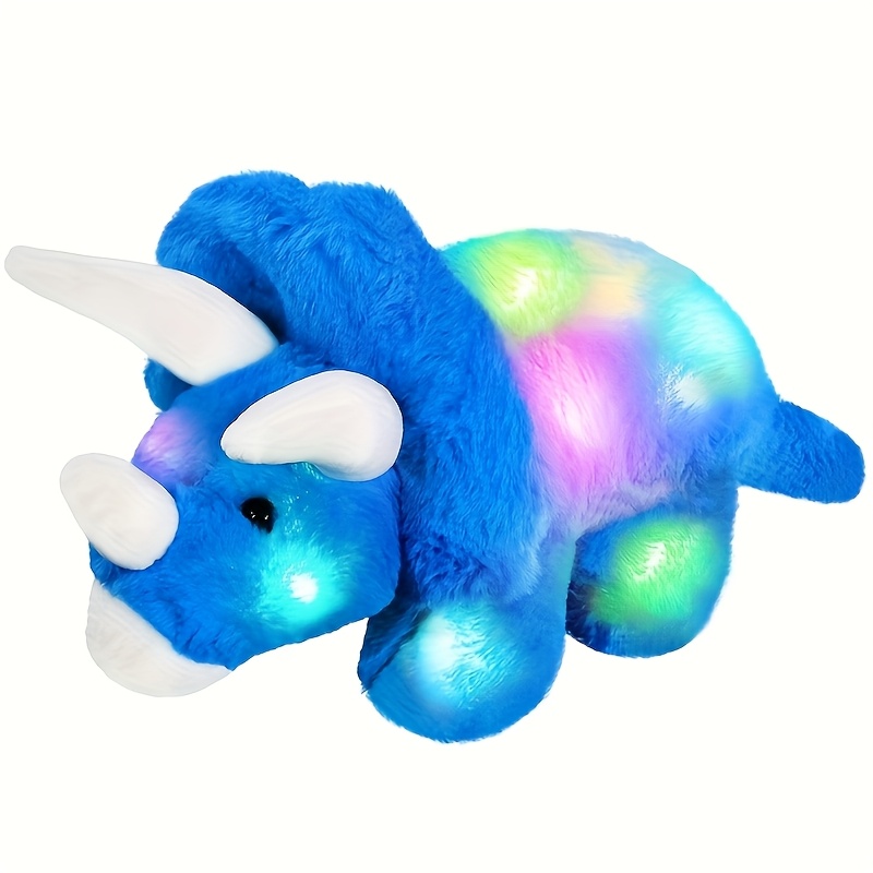 TEMU Glowing Blue Triceratops Plush Toy, Light Up Triceratops Dinosaur Stuffed Animal, Dinosaur With Lights & , Birthday Children's Day For Toddler