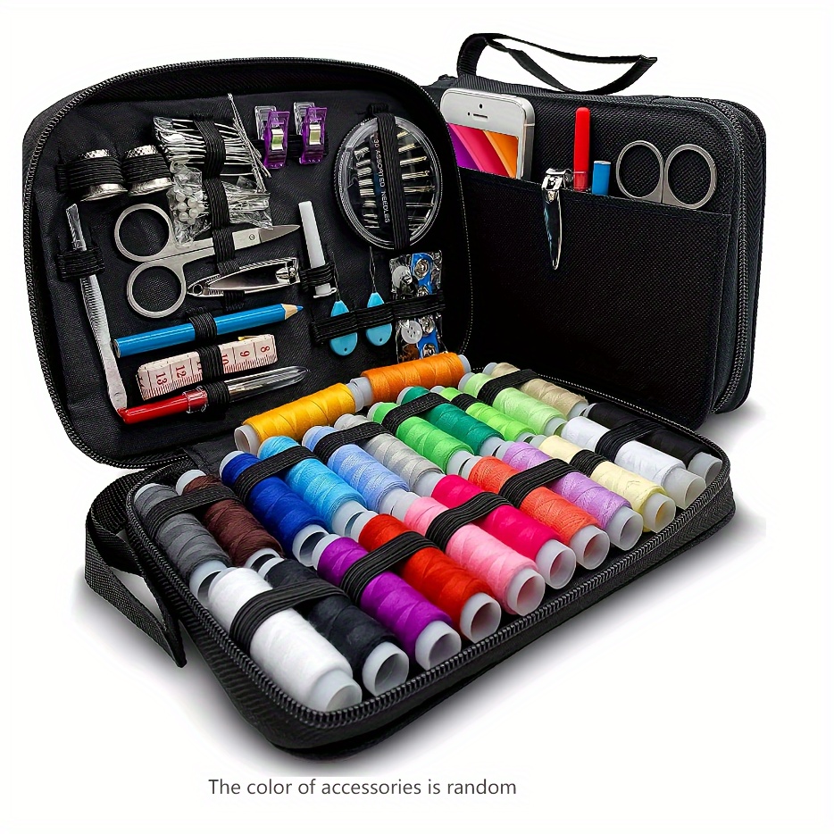 

24 Color Mixed Portable Sewing Kit - Essential Hand Sewing Repair Set For Beginners, Travelers & Emergency Fixes With Thread Reels, Needles, Scissors, Pins & Accessories In Convenient Storage Bag