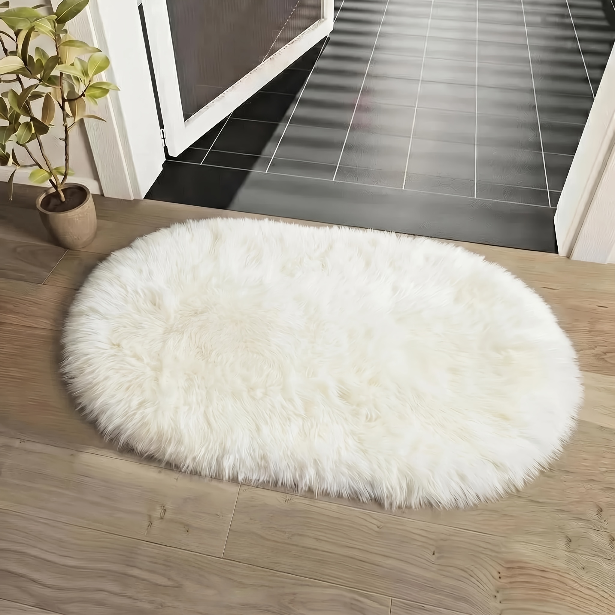 TEMU Tapis de sol ovale en peluche, petit tapis de maison pour appartement, doux et confortable, léger et portable, pliable pour économiser de ,
