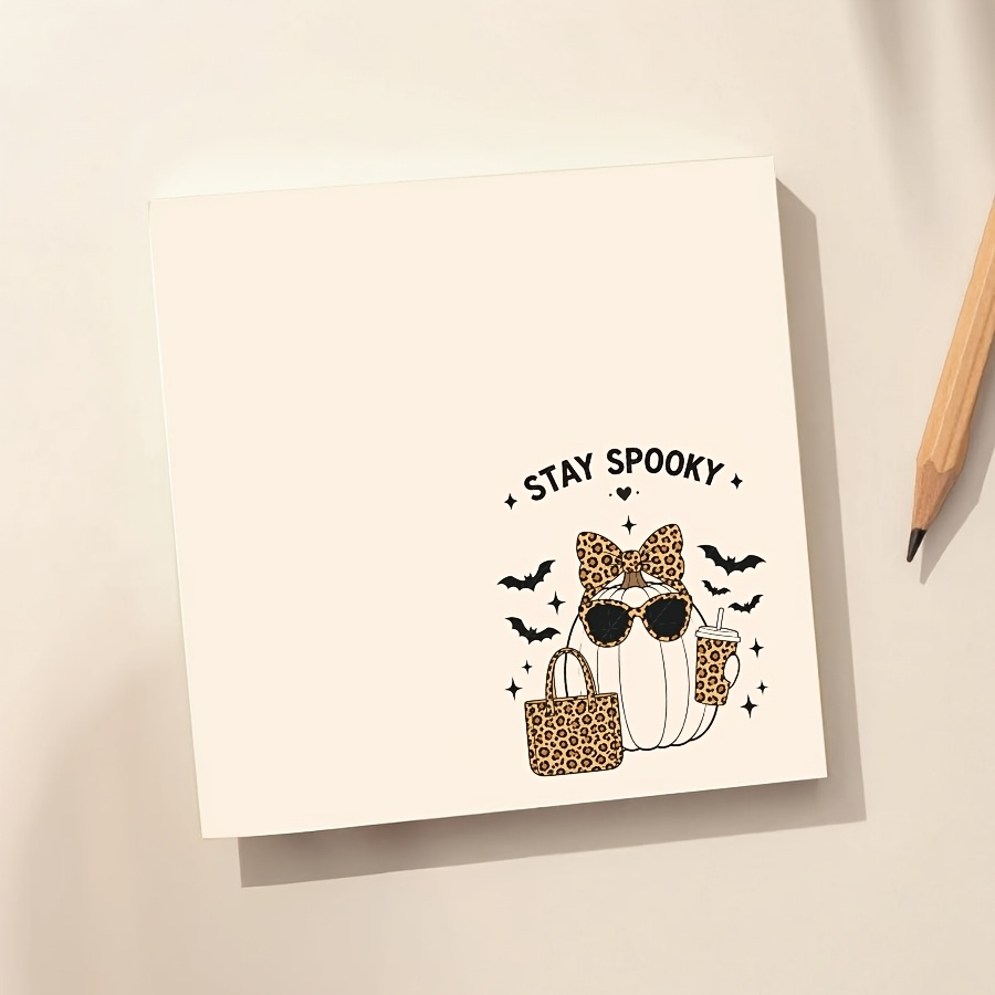 TEMU 1 bloc-notes/50 feuilles motif citrouille d'Halloween, design citrouille léopard pour notes, listes de tâches et planification d', cadeau de