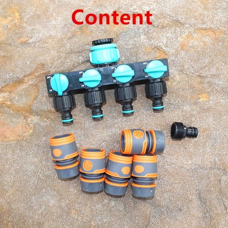 1set 1/2inch Garden Hose Splitter Home Irrigation Water Distributor 1pc Hose Splitter And 5pcs Flow Connector