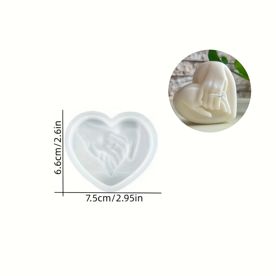 TEMU Molde de cera para de San Valentín, adornos decorativos de manos , molde de yeso, cemento, silicona, molde de resina epoxi de amor, anillo para