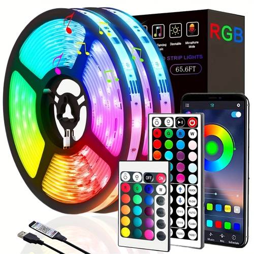 smart led strip lights led lights for bedroom usb port rgb led lights music color changing dimmable blinking timer lighting decorative living room party lights bedroom decor