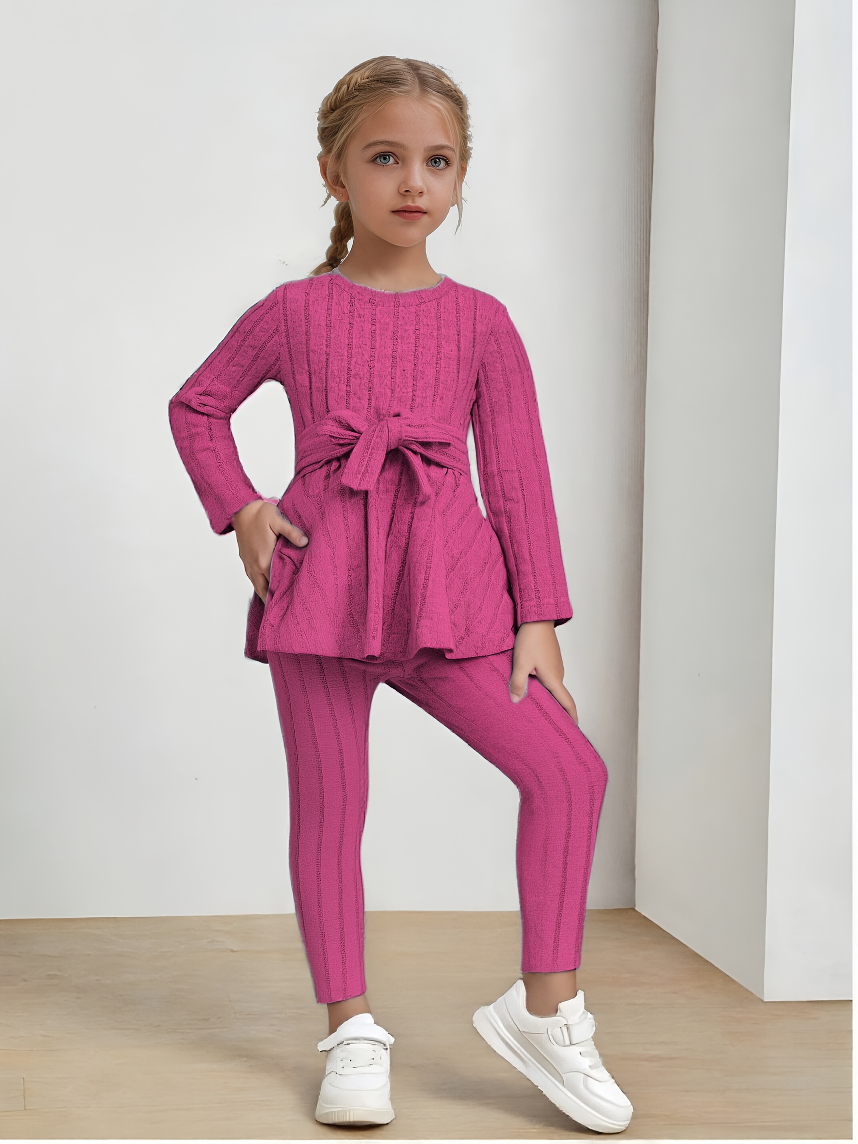 2025 Nueva Moda Primavera Otoño Conjunto De Ropa Para Niñas Tampado De Flor Camiseta De Manga Larga + Pantalon 2 Uds Traje Para Niños Traje - AliExprs