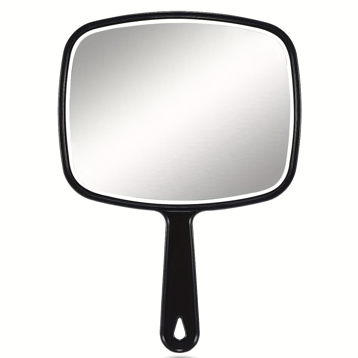 

Big Handheld Mirror For Hairdressing At , Featuring A Handle.