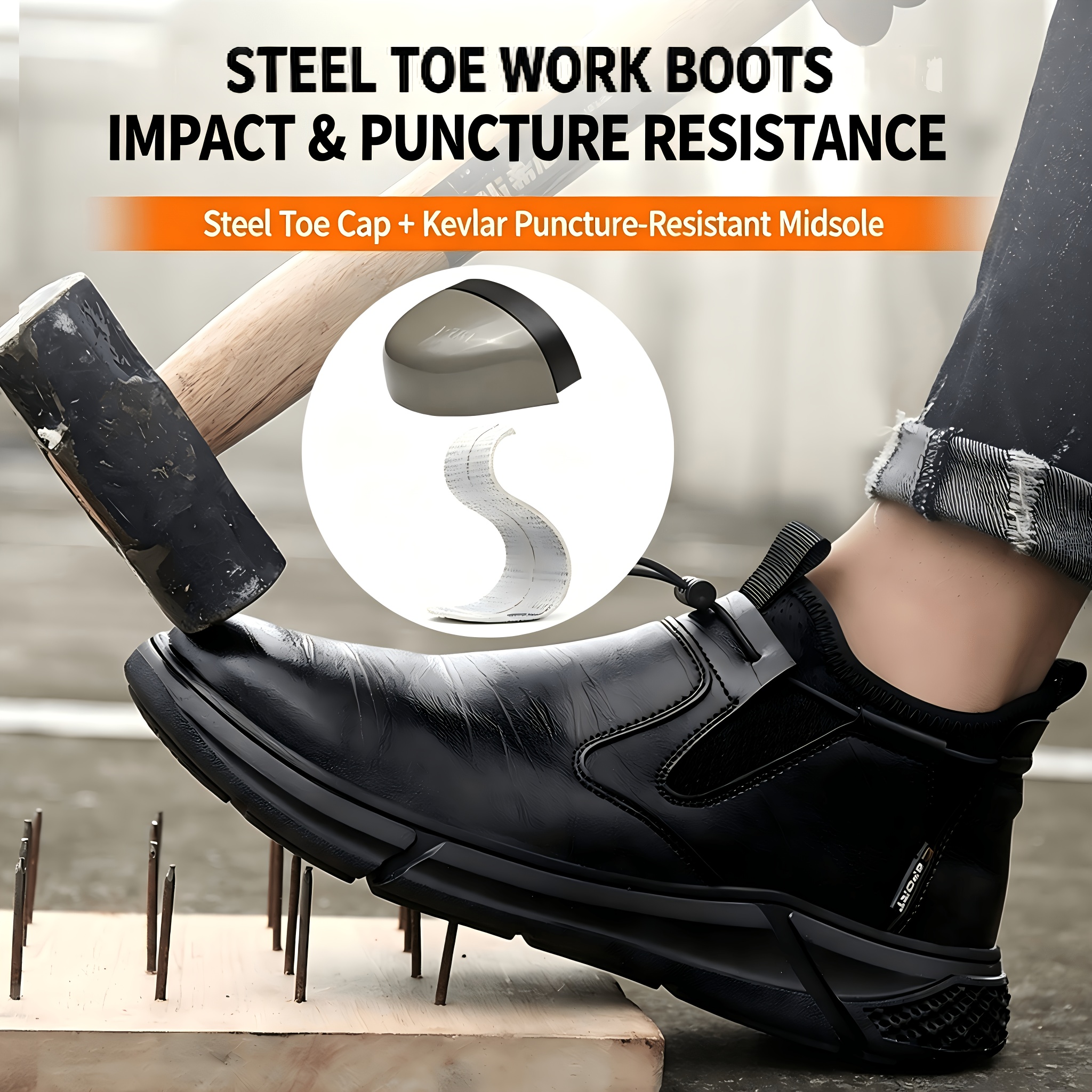 Men steel toe work boots