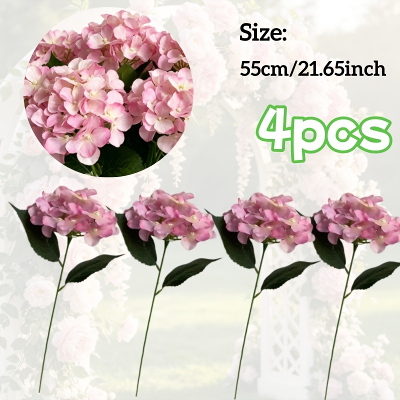 TEMU 4pcs - High-end Artificial , Gradient Pink And White Bouquet, Fake Flowers, Suitable For Weddings, Home, Courtyard, Garden, Balcony, Parties,