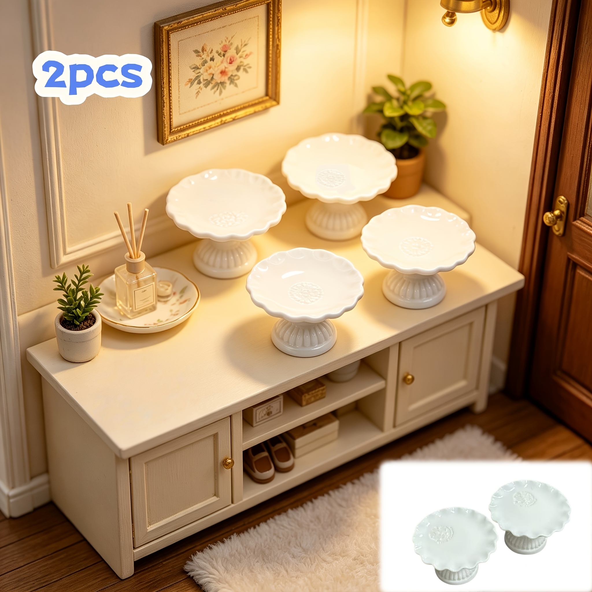 TEMU 2pcs Miniature Tray Models, Dollhouse Ornaments, Suitable For Dollhouse Decoration, Miniature Scene Decor Accessories