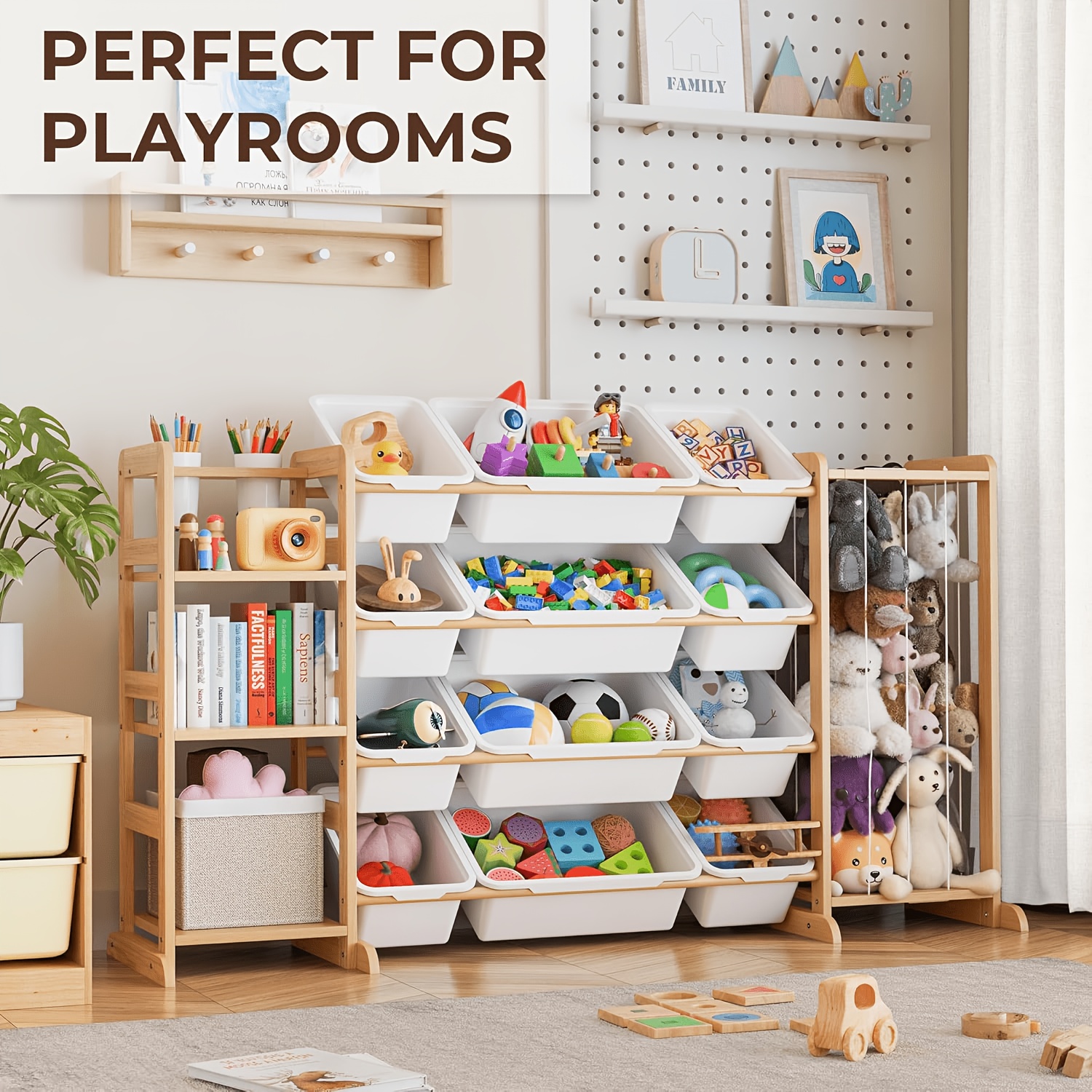 TEMU Halloween Wooden Kids Organizer With 12 Bins, Storage Rack For, Books, Dolls. Perfect Gift For Boys Girls Birthday, Christmas. Large Capacity
