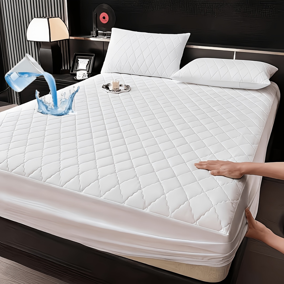 TEMU . ZBP Luxuriöser wasserdichter Matratzenschoner, geeignet für Schlafzimmer & Hotels, ultraweiche Bambusfaser-Bettüberwurf mit geschichteten
