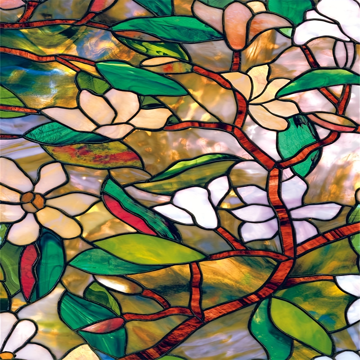 TEMU A Removable Colored Vintage Window Glass Static Cling Film For Decorative Purposes, Suitable For Home And Office Use (adhesive-free)