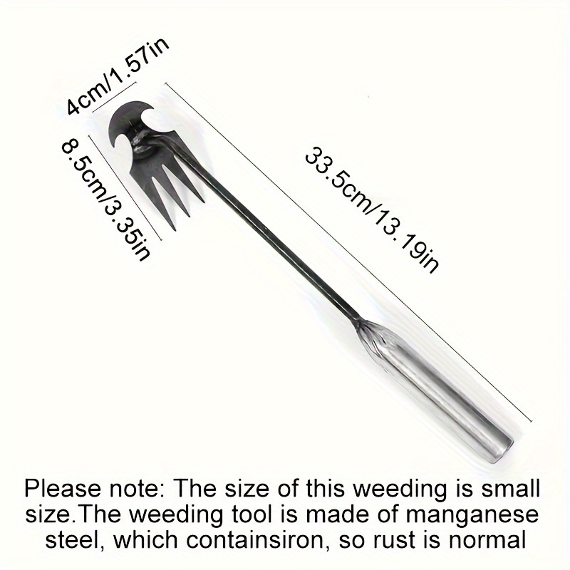 Image of 1pc Durable Metal Weed Puller With 4 Teeth - Ergonomic Gardening Hand Tool For Effortless Lawn & Garden Maintenance, Ideal For Tough Weeds, Weeder Gardening Tool