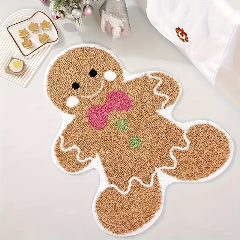 

Cozy Gingerbread For Man Christmas Rug - Soft Fleece, Non-slip & Machine Washable, Holiday Decor In Living Room Or Bedroom, Best For Christmas, Thanksgiving