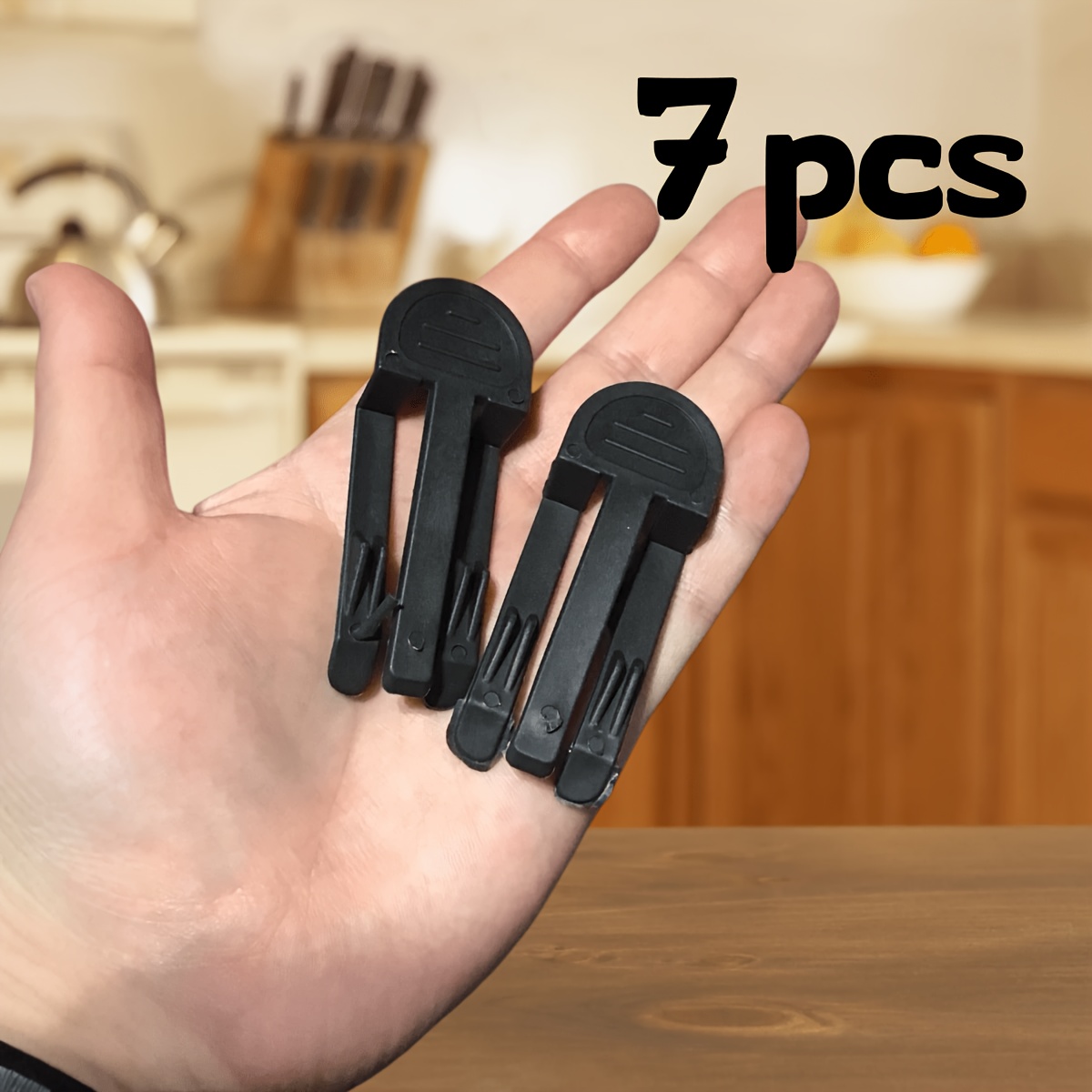 TEMU Set di 7 clip per sacchi della spazzatura in plastica resistente - Supporti per cestini facili da impugnare per l'organizzazione