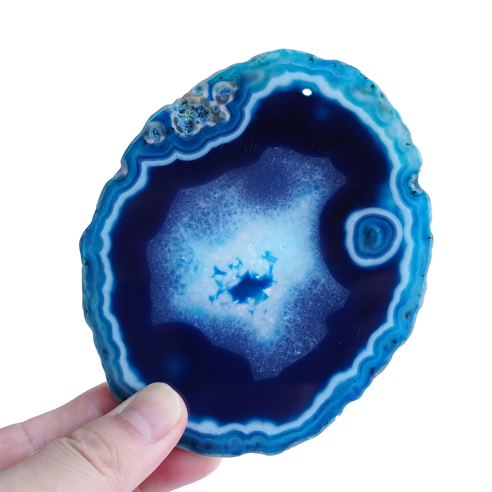 Image of 1pc Agate Slices Geode Stones With Hole, Card, Irregular Home Decoration, Car Decoration, Wind Chime Additions, Jewelry Additions