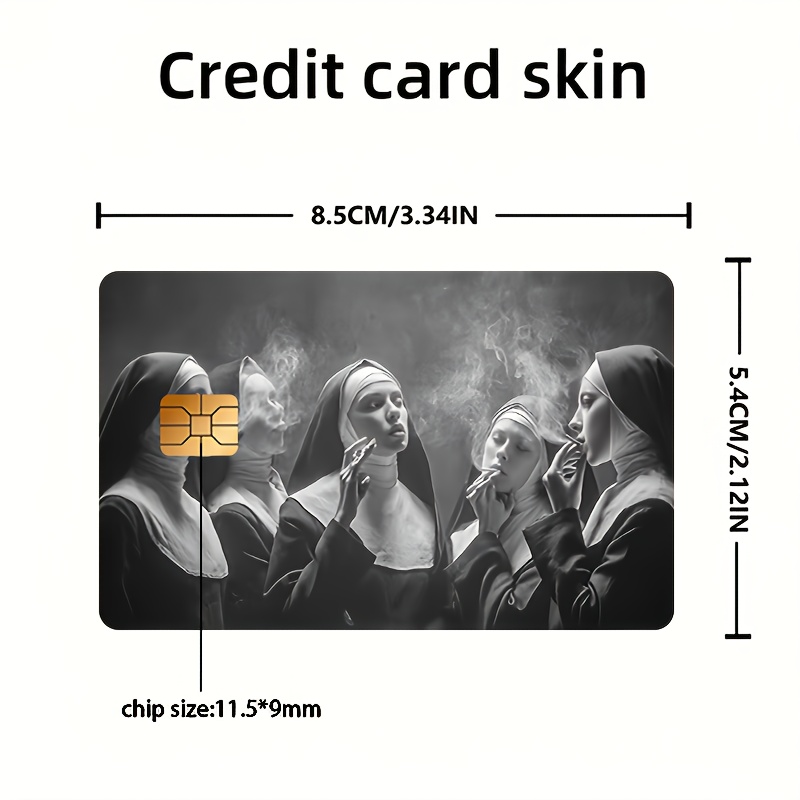 "modern Nuns Smoking" Credit Card Sticker Used For Ebt, Transportation, Keys, Credit Cards, Debit Cards, Card Skins, Protect Bank Cards, No Bubbles, Suitable For Small Chip Cards