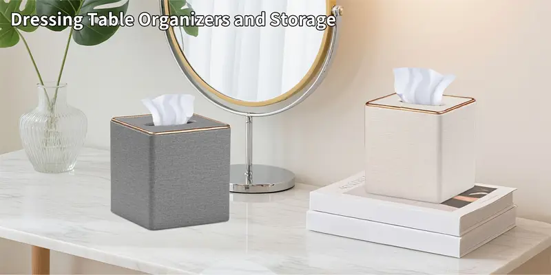 square tissue box holder with magnetic bottom stylish leather tissue cover polished multi compartment organizer for bathroom vanity bedroom dining table car durable easy bathroom organizers and storage vanity accessory modern decor accessory sleek construction Product details 0