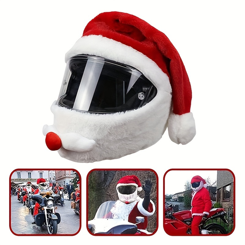 

Santa Claus Motorcycle Helmet Cover, Christmas Themed Funny Hat, Outdoor Holiday Decor, No Power Required, Home & Kitchen Accessory