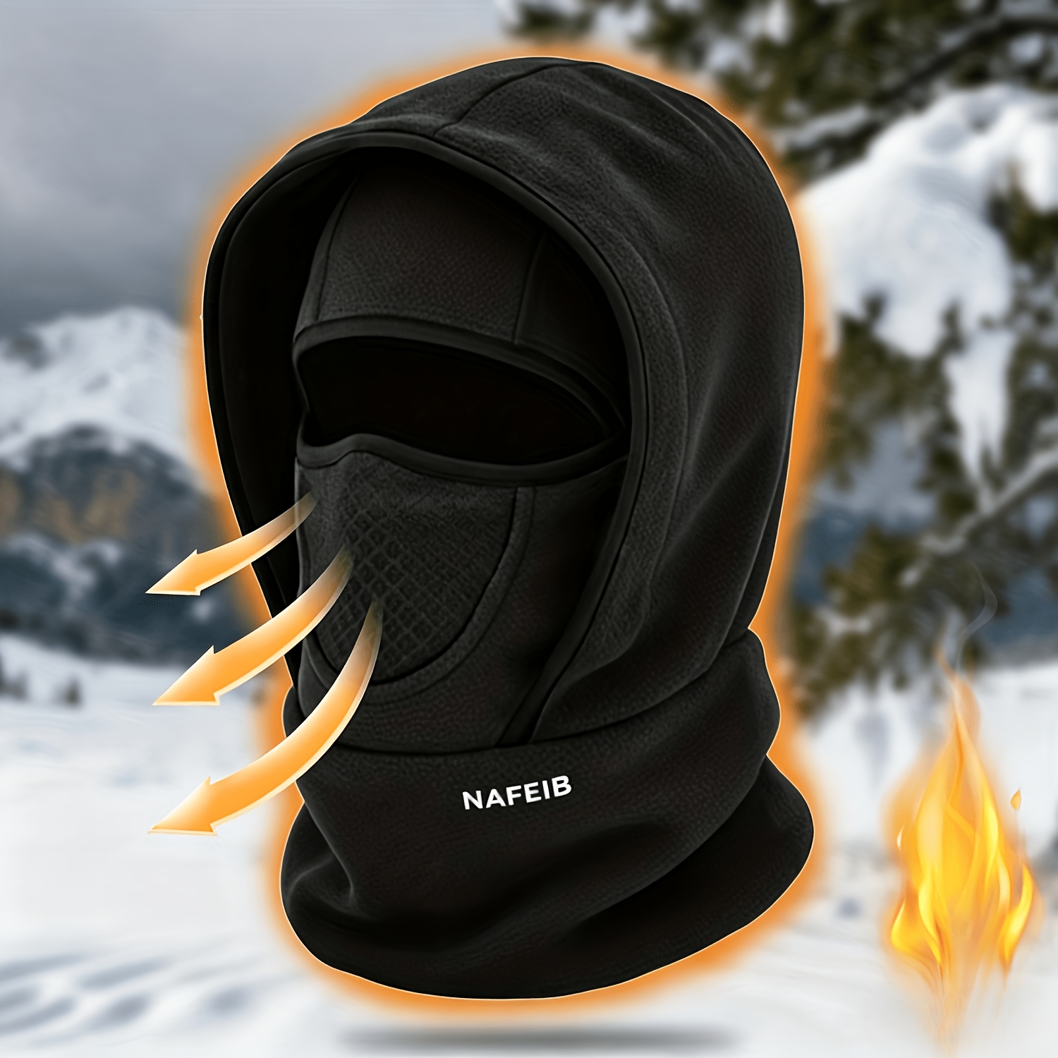 TEMU Winter Multi-functional Thermal Hat Hood/neck Warmer/face Mask Fleece-lined Thickened Windproof And Cold-resistant Balaclava Hat Suitable For